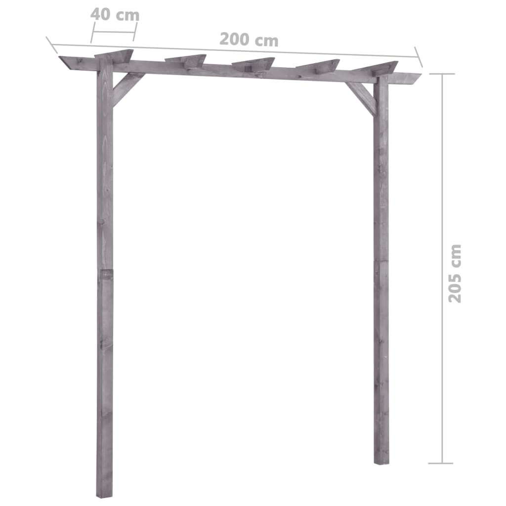 vidaXL Pergola ogrodowa, szara, 200x40x205 cm, impregnowana sosna