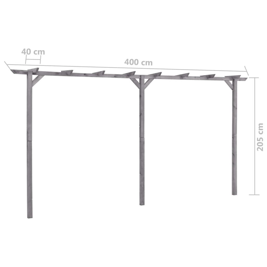 vidaXL Pergola ogrodowa, szara, 400x40x205 cm, impregnowana sosna
