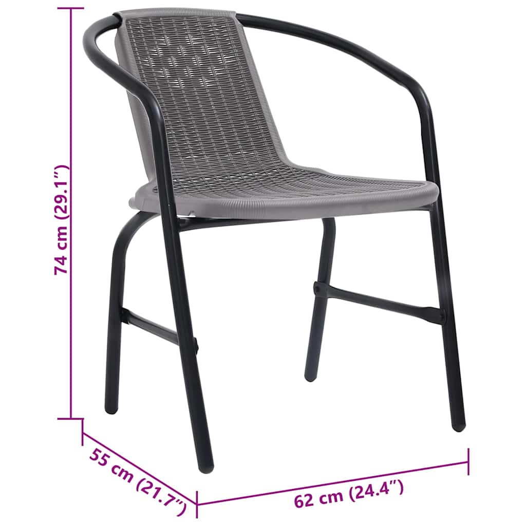 vidaXL Krzesła ogrodowe, 2 szt., rattan PE i stal, 110 kg