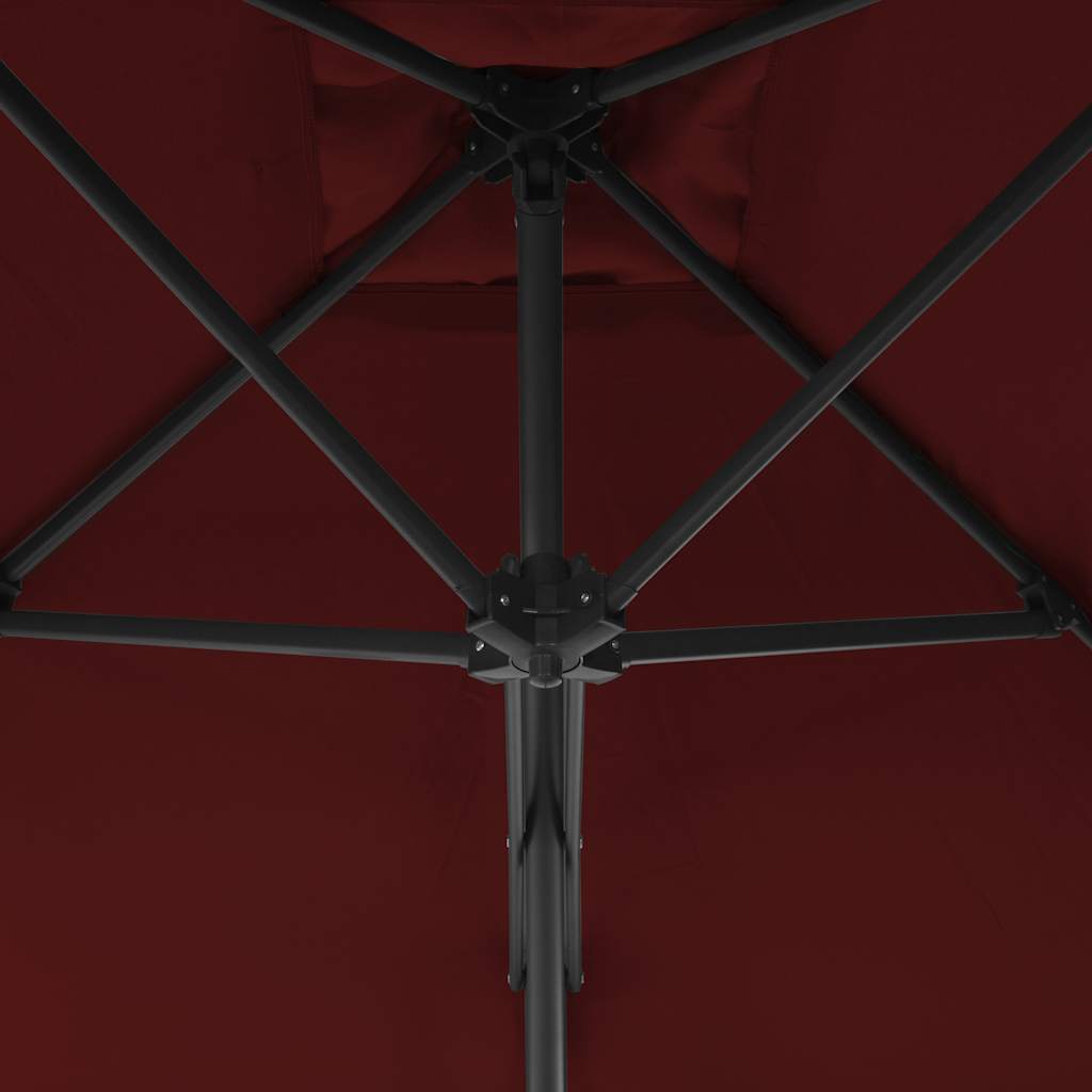 vidaXL Parasol ogrodowy na stalowym słupku, bordowy, 250x250x230 cm
