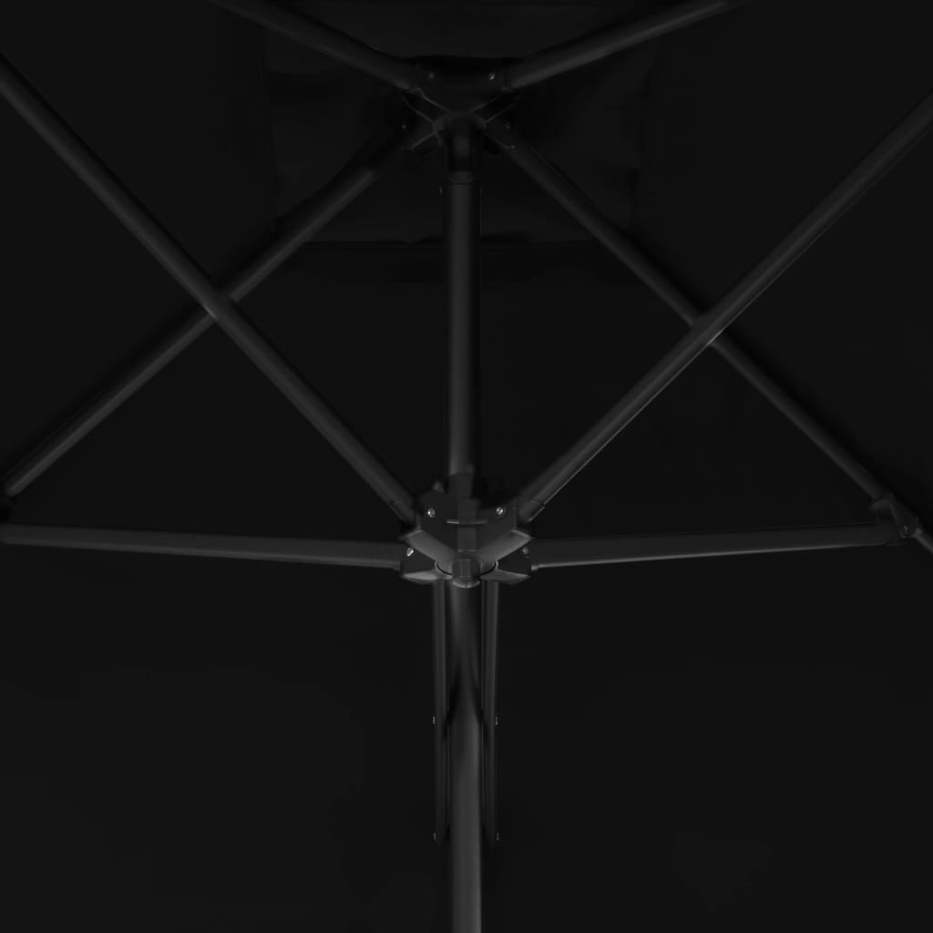 vidaXL Parasol ogrodowy na stalowym słupku, czarny, 250x250x230 cm