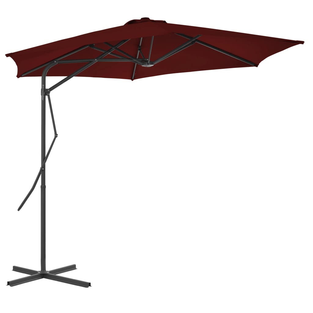 vidaXL Parasol ogrodowy na stalowym słupku, bordowy, 300x230 cm