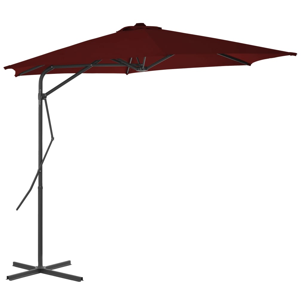 vidaXL Parasol ogrodowy na stalowym słupku, bordowy, 300x230 cm