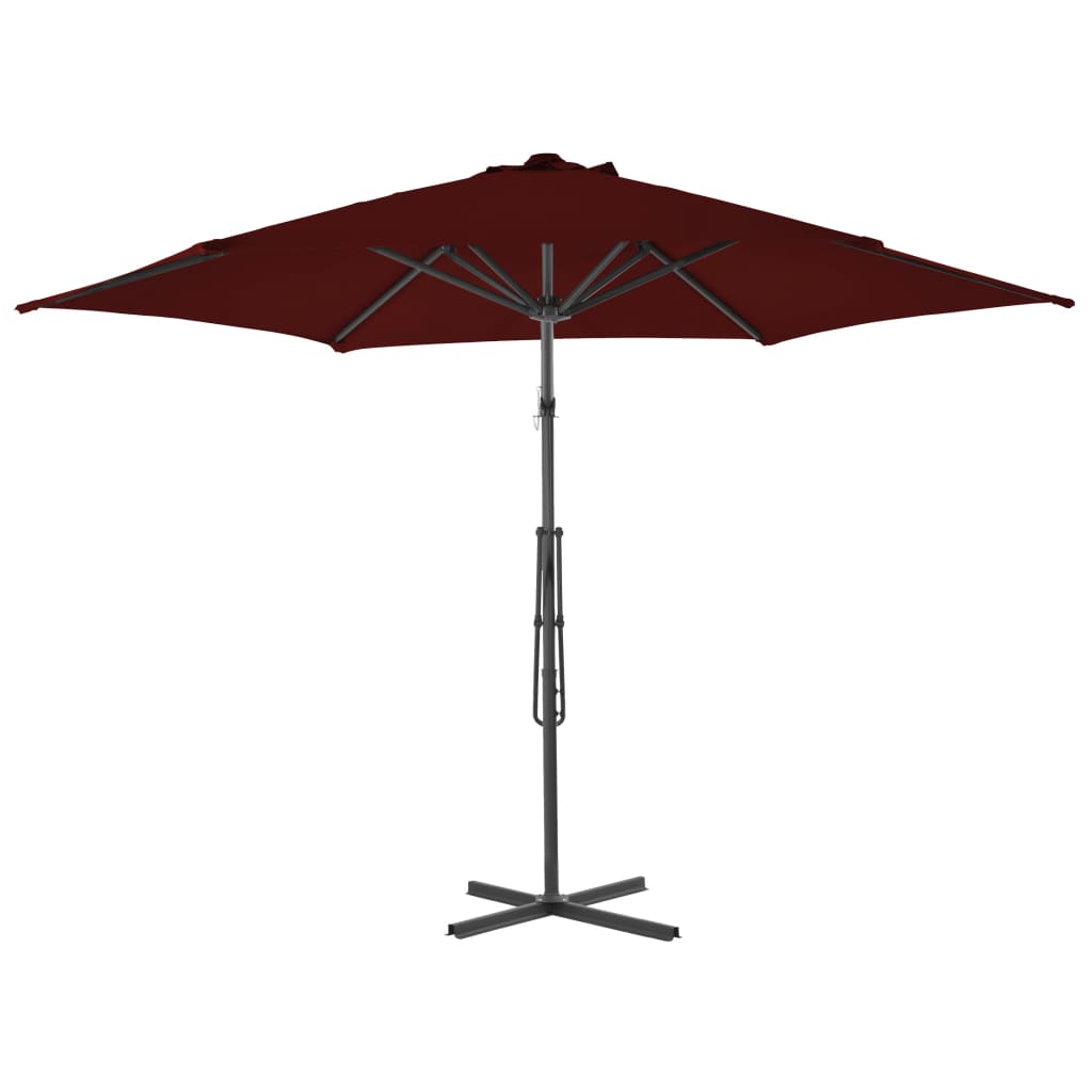 vidaXL Parasol ogrodowy na stalowym słupku, bordowy, 300x230 cm