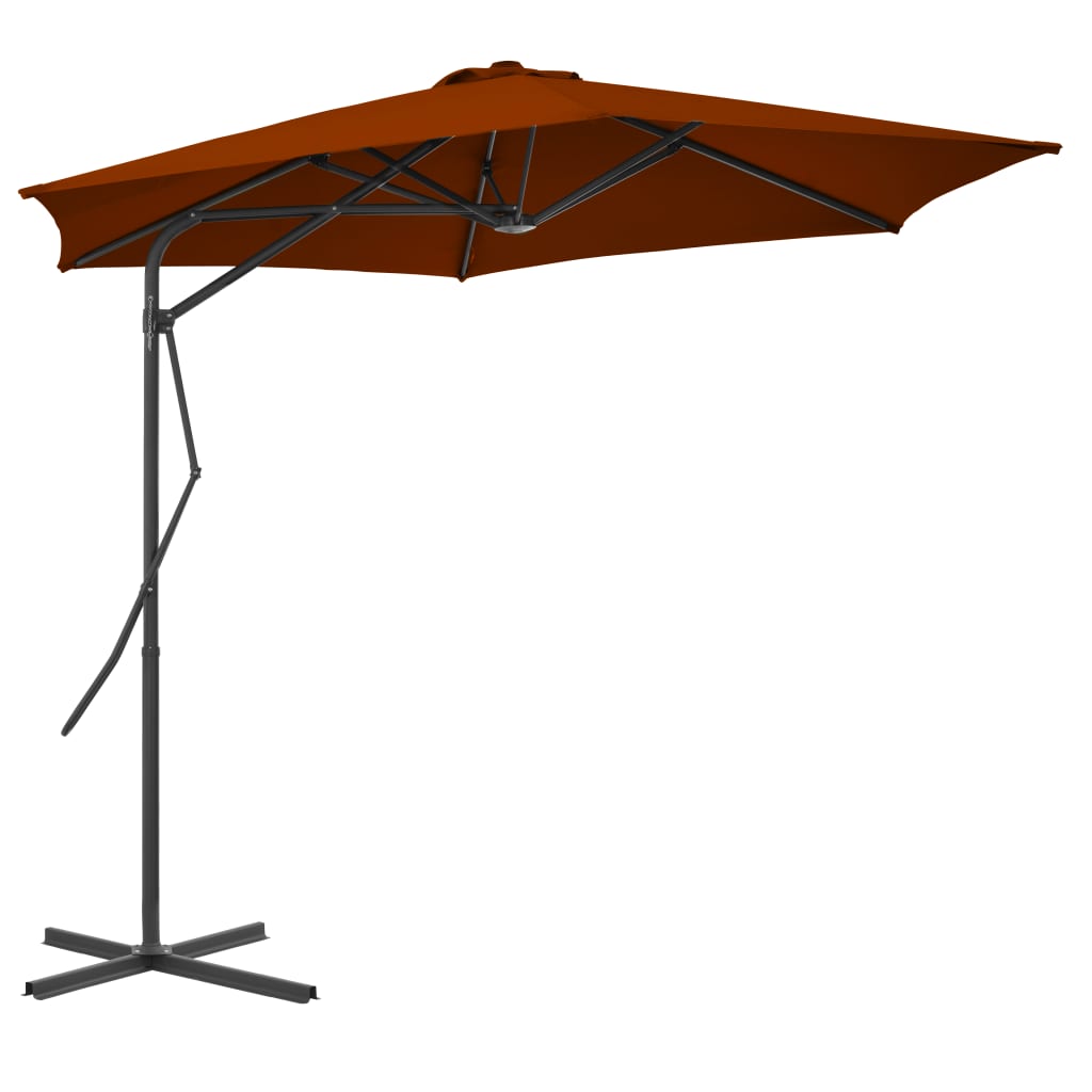 vidaXL Parasol ogrodowy na stalowym słupku, terakota, 300x230 cm
