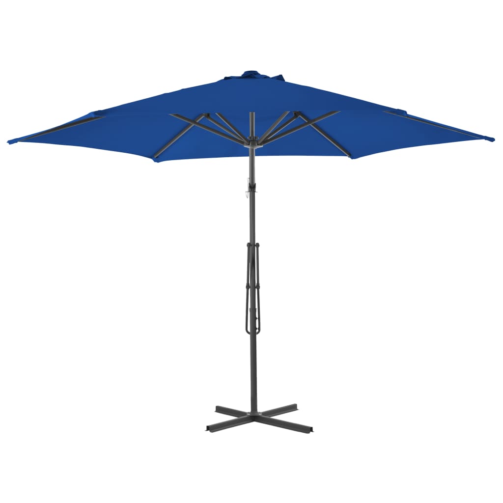 vidaXL Parasol ogrodowy na stalowym słupku, niebieski, 300x230 cm