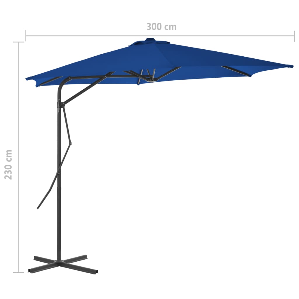 vidaXL Parasol ogrodowy na stalowym słupku, niebieski, 300x230 cm