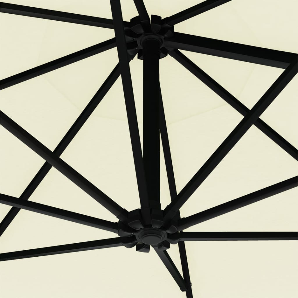 vidaXL Parasol ogrodowy z LED, ścienny, 300 cm, piaskowy