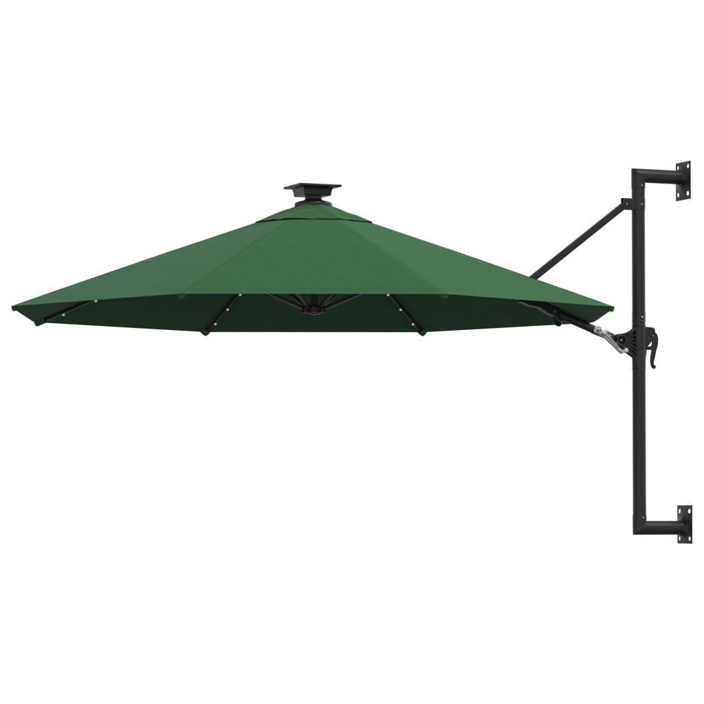 vidaXL Parasol ogrodowy z LED, ścienny, 300 cm, zielony
