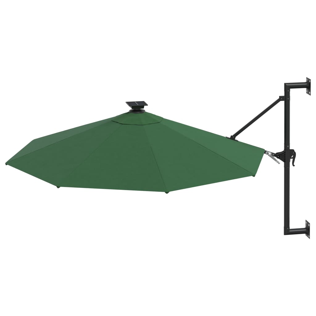 vidaXL Parasol ogrodowy z LED, ścienny, 300 cm, zielony