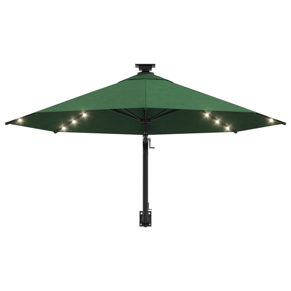 vidaXL Parasol ogrodowy z LED, ścienny, 300 cm, zielony