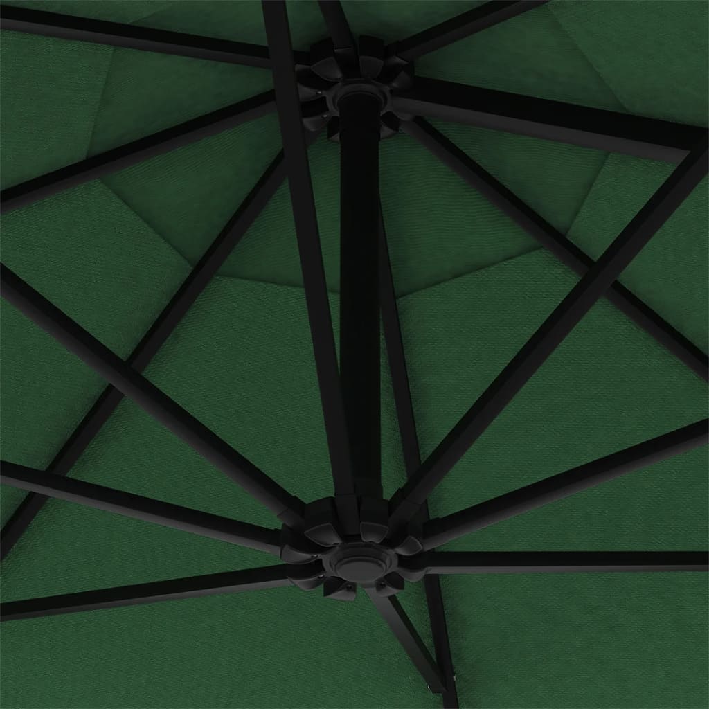vidaXL Parasol ogrodowy z LED, ścienny, 300 cm, zielony