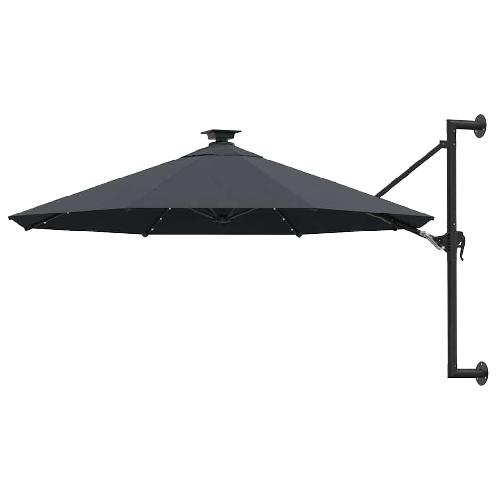 vidaXL Parasol ogrodowy z LED, ścienny, 300 cm, antracytowy
