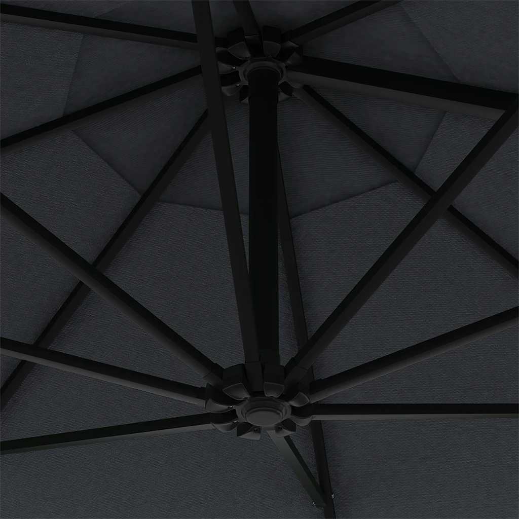 vidaXL Parasol ogrodowy z LED, ścienny, 300 cm, antracytowy