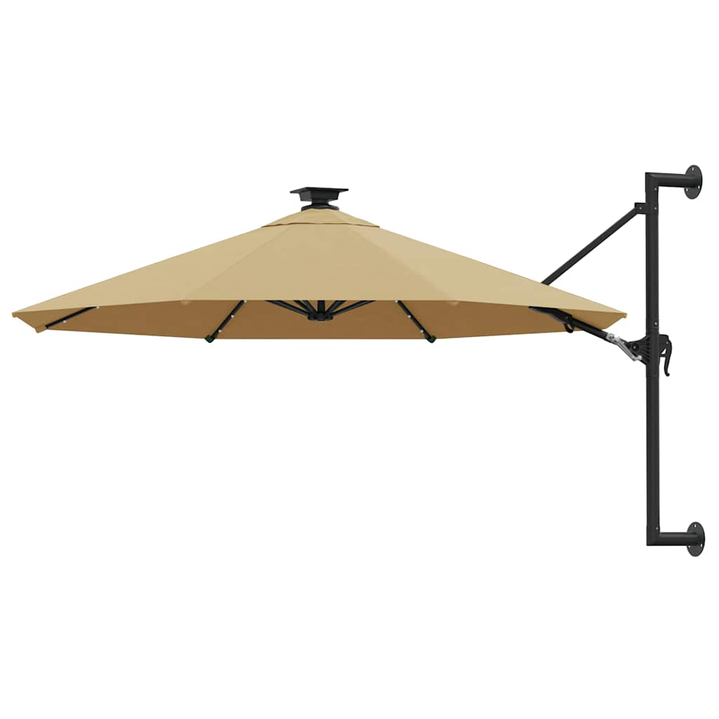 vidaXL Parasol ogrodowy z LED, ścienny, 300 cm, taupe