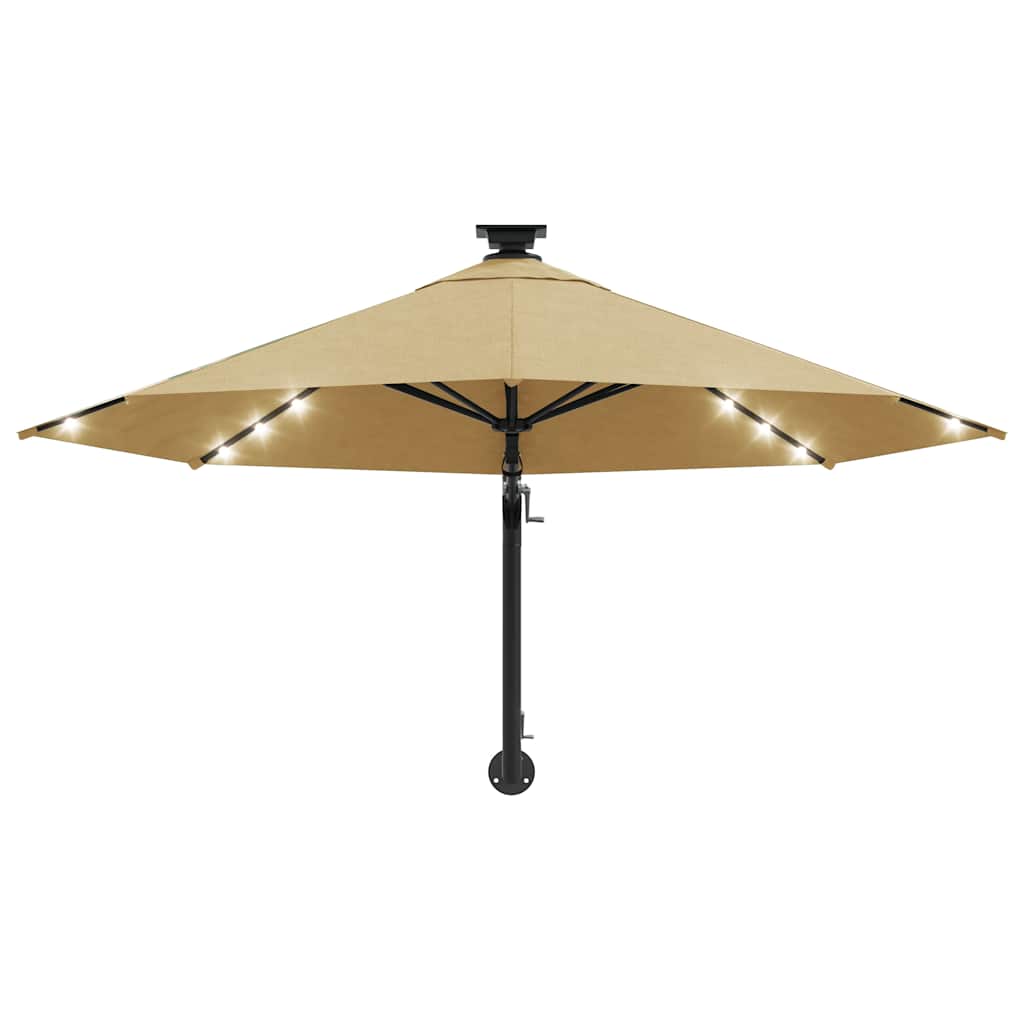 vidaXL Parasol ogrodowy z LED, ścienny, 300 cm, taupe