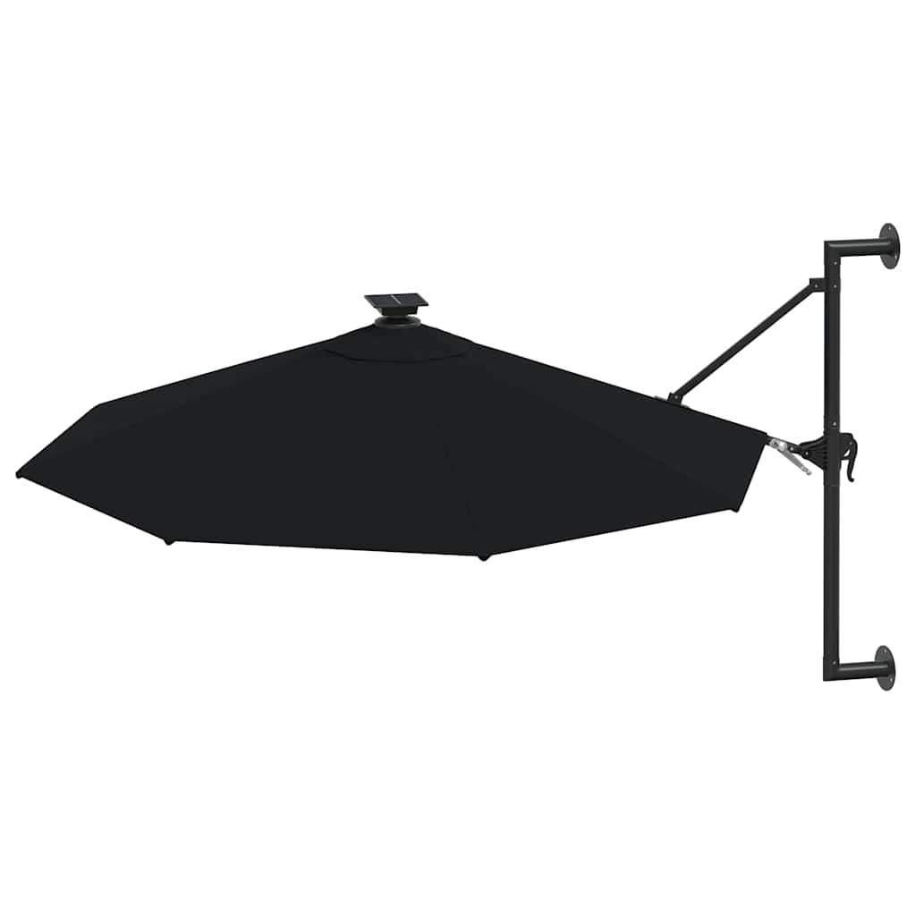 vidaXL Parasol ogrodowy z LED, ścienny, 300 cm, czarny
