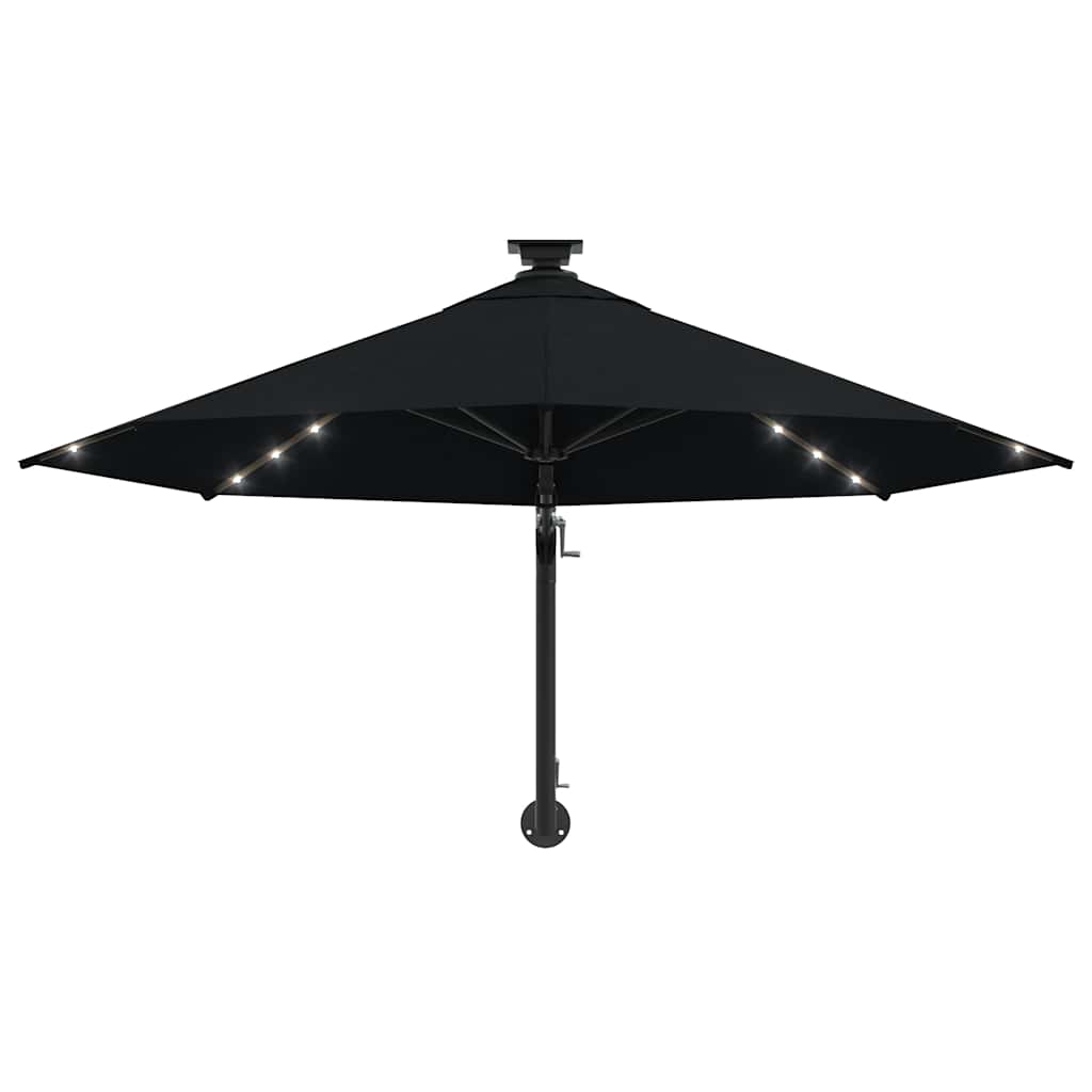 vidaXL Parasol ogrodowy z LED, ścienny, 300 cm, czarny