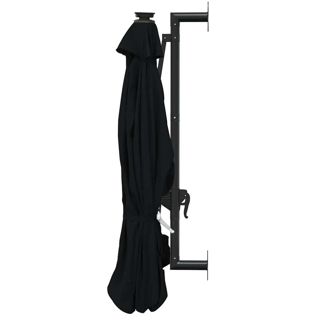 vidaXL Parasol ogrodowy z LED, ścienny, 300 cm, czarny