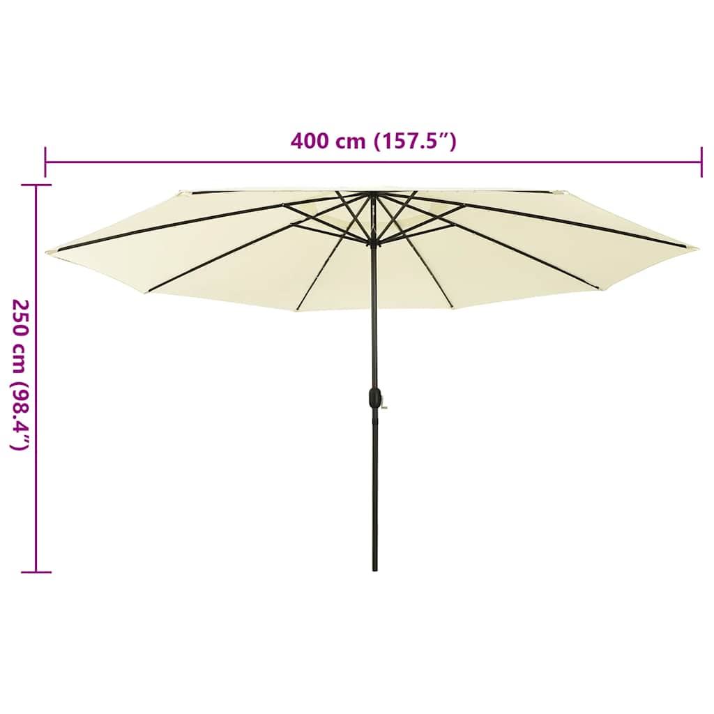 vidaXL Parasol ogrodowy z LED, 400 cm, piaskowy