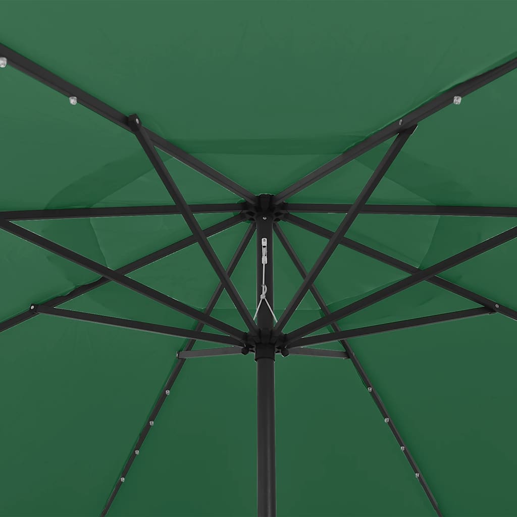 vidaXL Parasol ogrodowy z LED, 400 cm, zielony