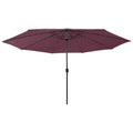 vidaXL Parasol ogrodowy z LED, 400 cm, bordowy