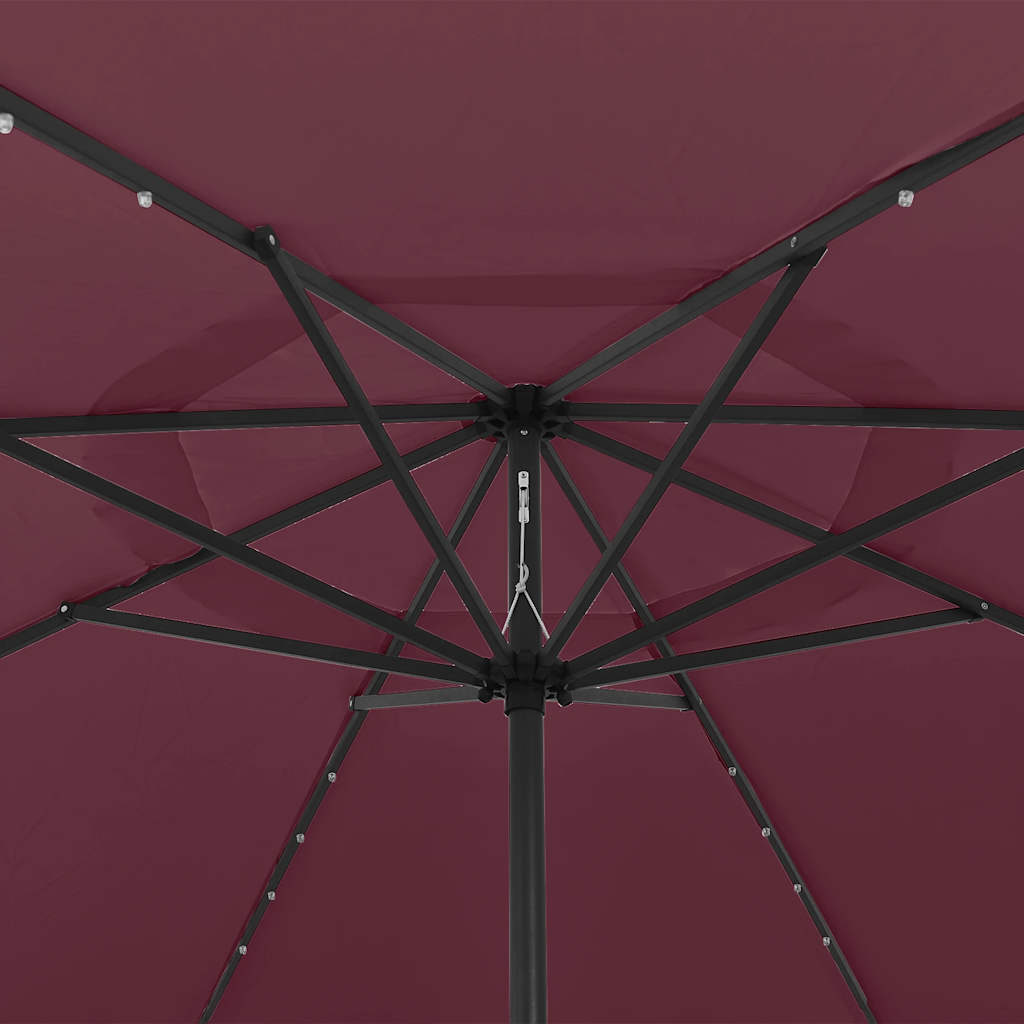 vidaXL Parasol ogrodowy z LED, 400 cm, bordowy