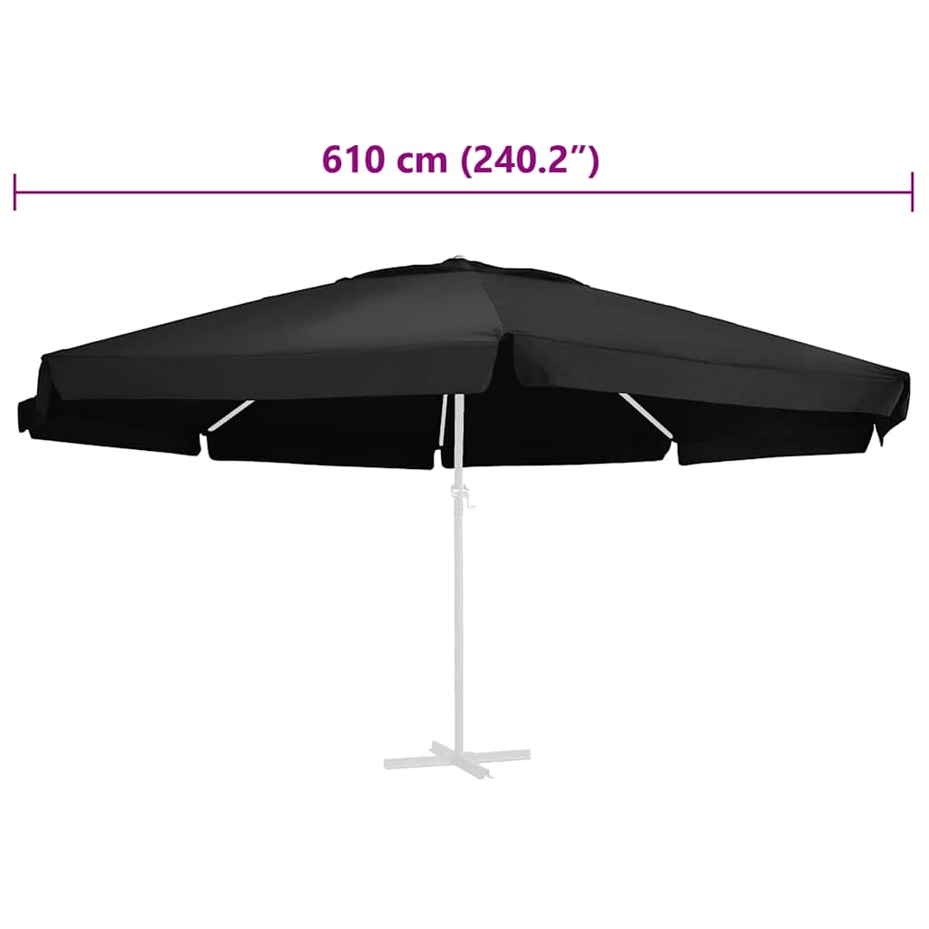vidaXL Pokrycie do parasola ogrodowego, czarne, 610 cm