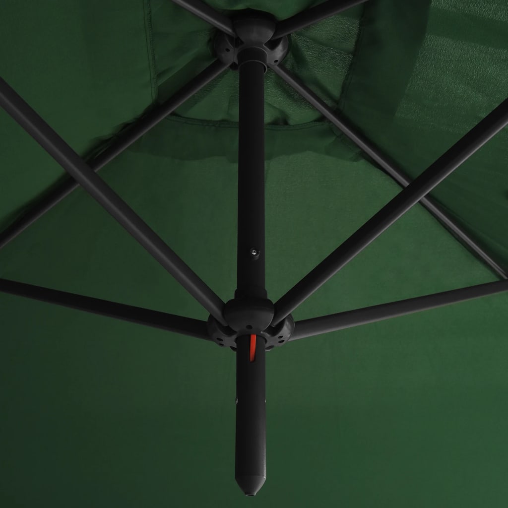 vidaXL Podwójny parasol ogrodowy, stalowy słupek, zielony, 600x300 cm