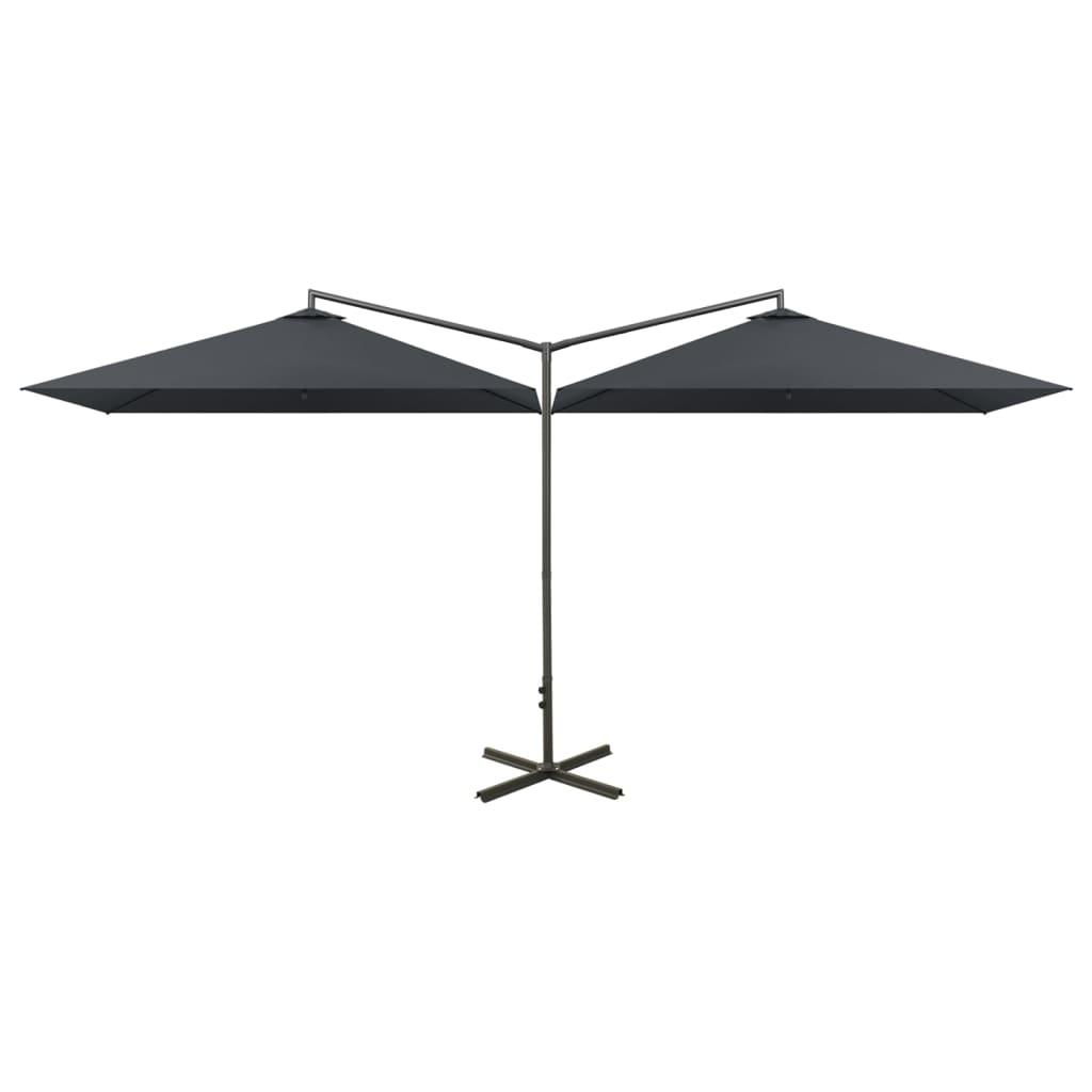 vidaXL Podwójny parasol ogrodowy, stalowy słupek, antracyt, 600x300 cm