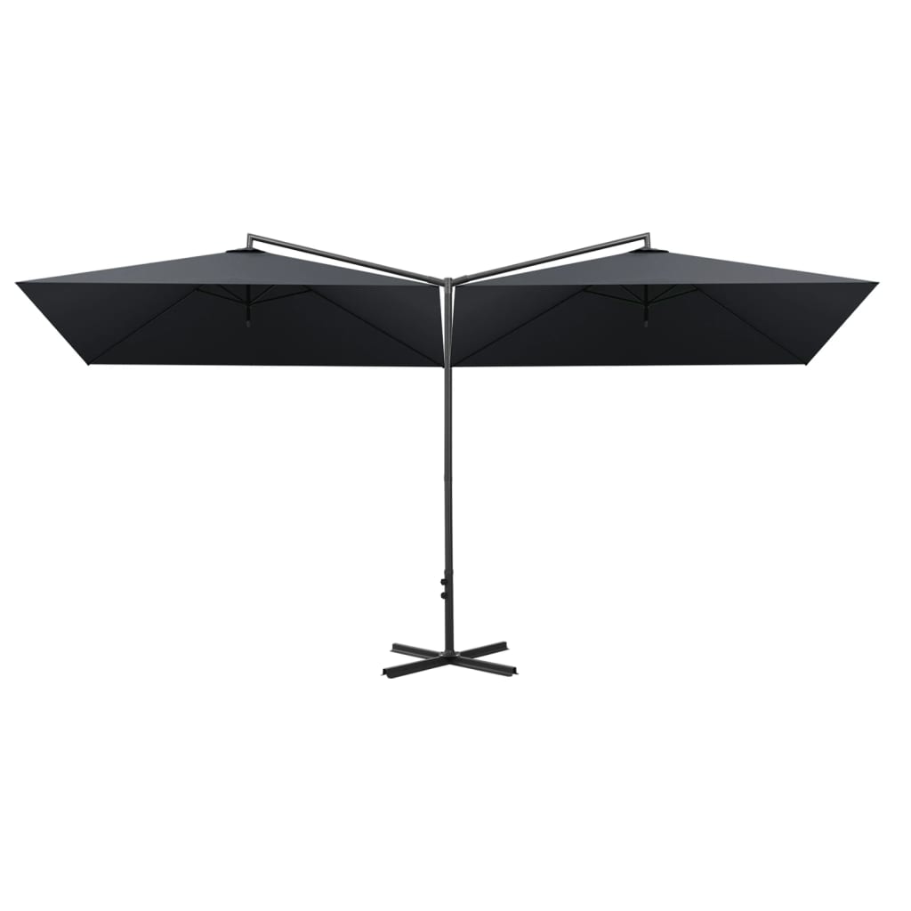vidaXL Podwójny parasol ogrodowy, stalowy słupek, antracyt, 600x300 cm