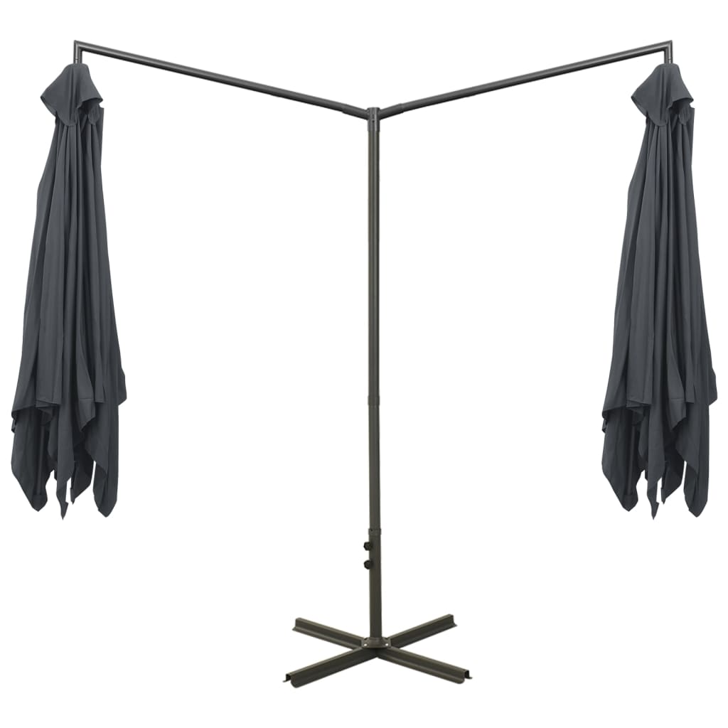 vidaXL Podwójny parasol ogrodowy, stalowy słupek, antracyt, 600x300 cm