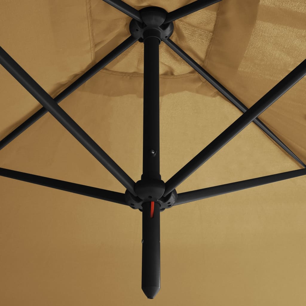 vidaXL Podwójny parasol ogrodowy, stalowy słupek, taupe, 600x300 cm