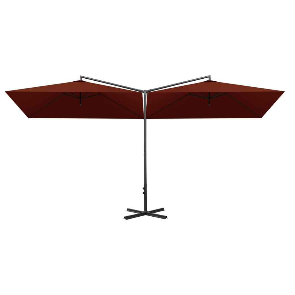 vidaXL Podwójny parasol ogrodowy, stalowy słupek, terakota, 600x300 cm
