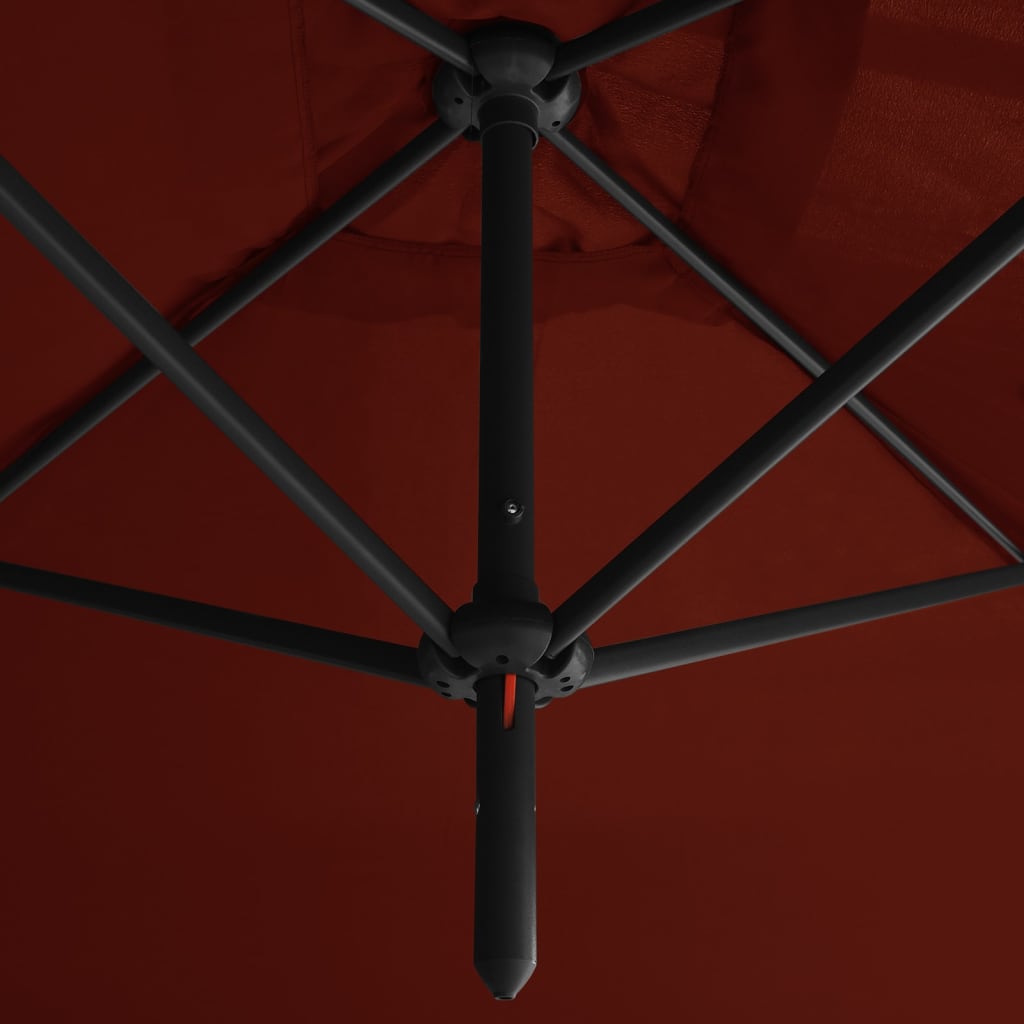 vidaXL Podwójny parasol ogrodowy, stalowy słupek, terakota, 600x300 cm