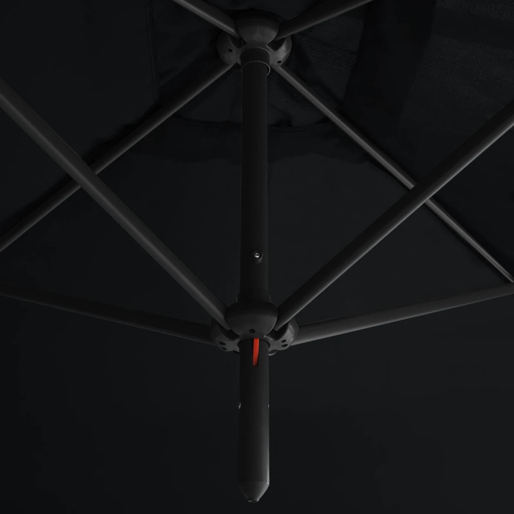 vidaXL Podwójny parasol ogrodowy, stalowy słupek, czarny, 600x300 cm