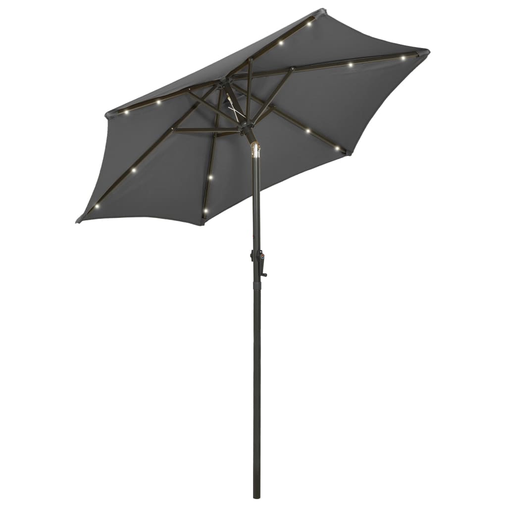 vidaXL Parasol ogrodowy z LED, antracytowy, 200x211 cm, aluminium