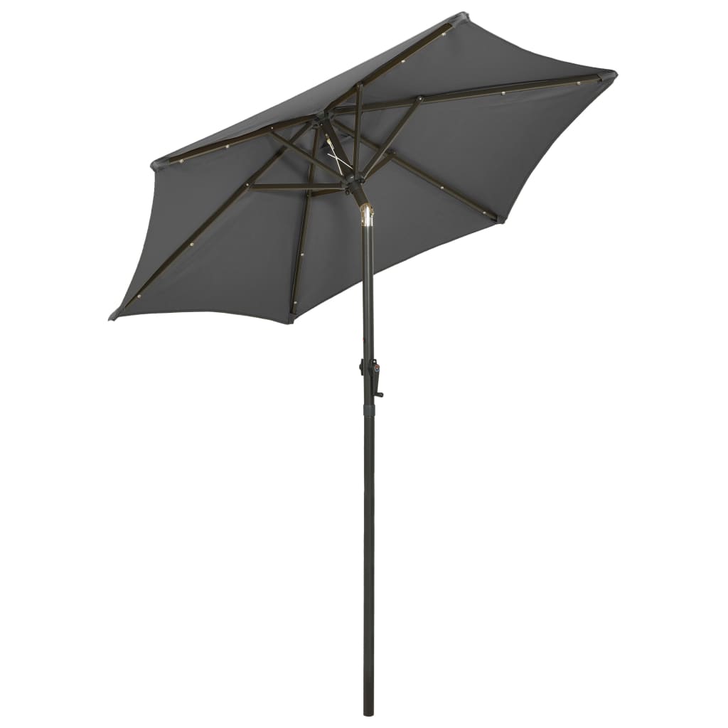vidaXL Parasol ogrodowy z LED, antracytowy, 200x211 cm, aluminium