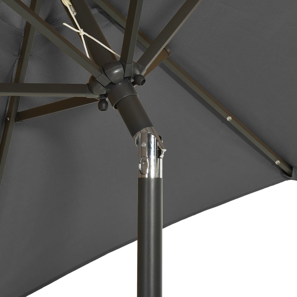 vidaXL Parasol ogrodowy z LED, antracytowy, 200x211 cm, aluminium
