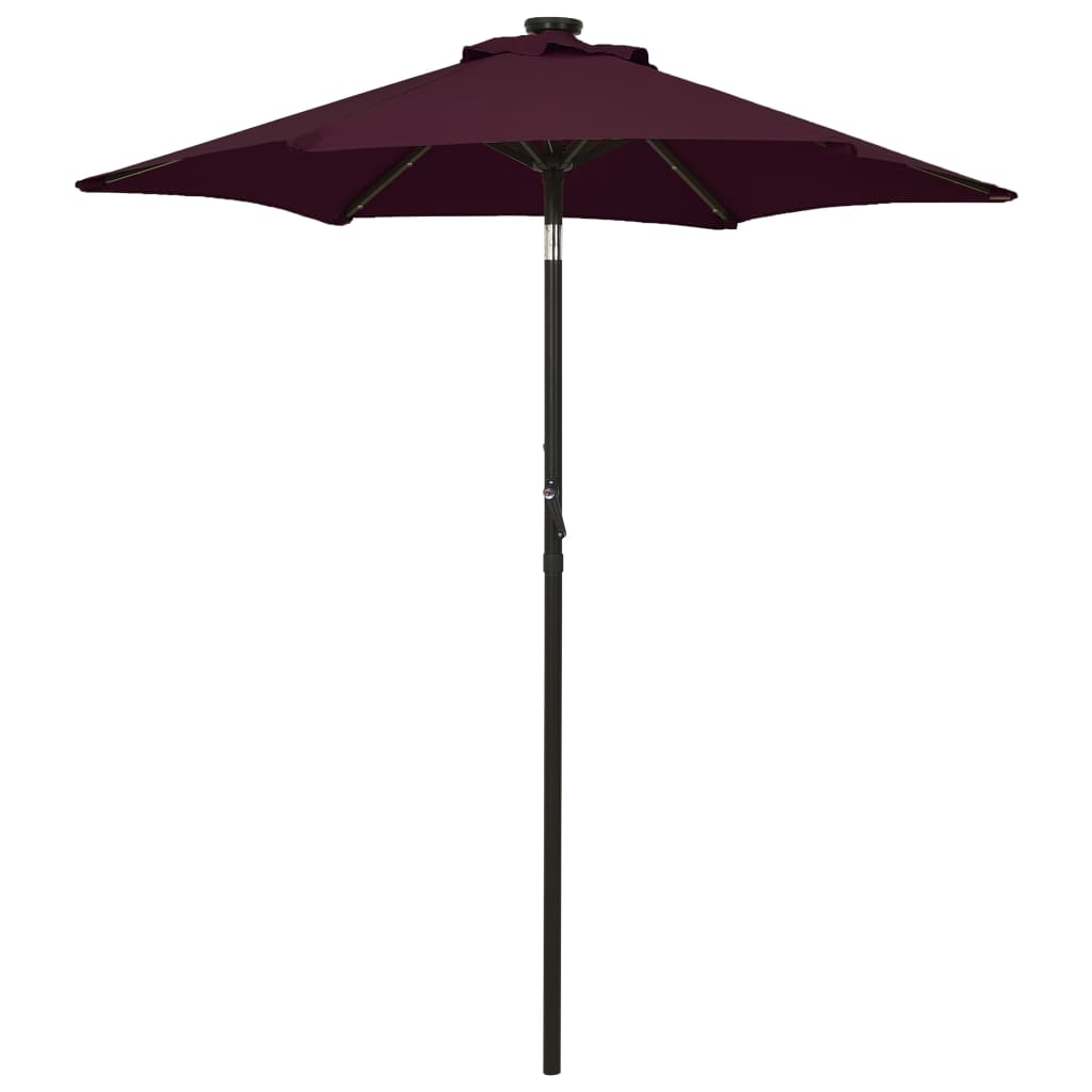 vidaXL Parasol ogrodowy z LED, bordowy, 200x211 cm, aluminium