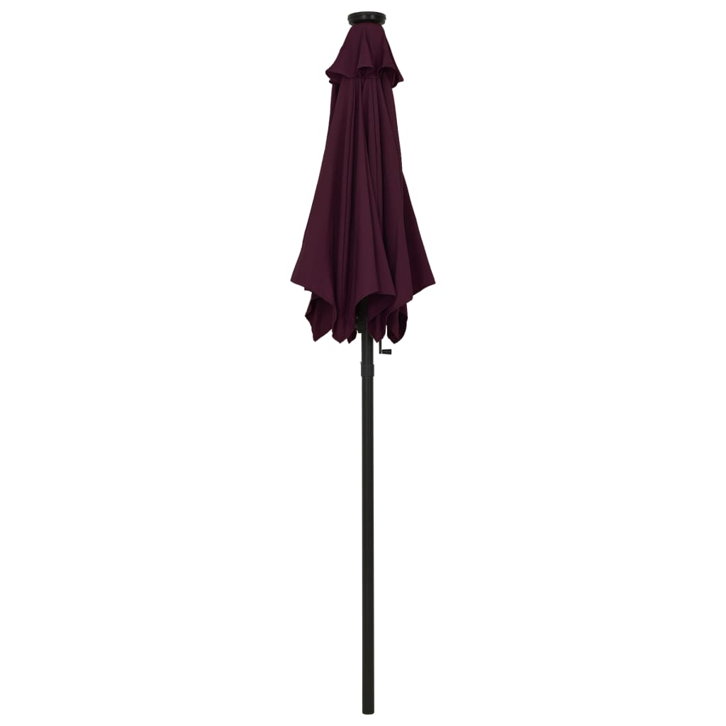 vidaXL Parasol ogrodowy z LED, bordowy, 200x211 cm, aluminium