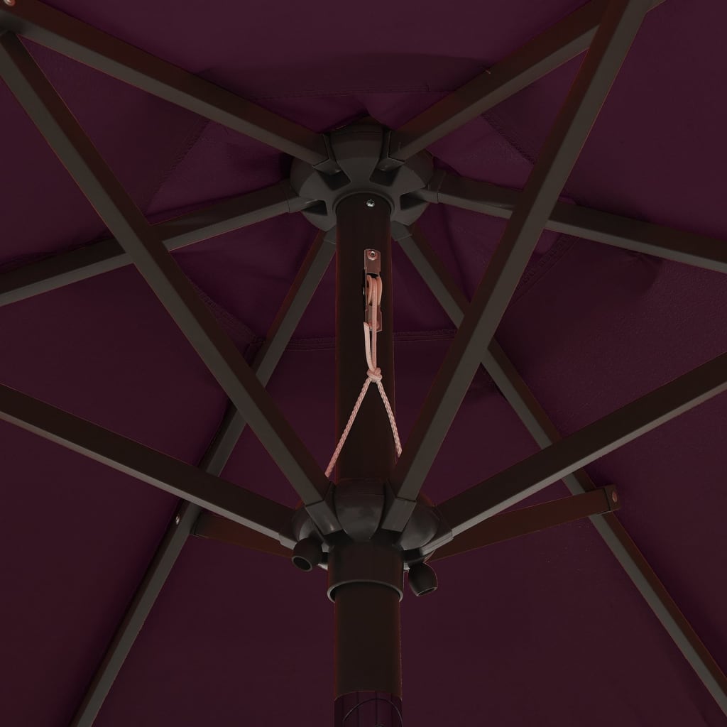 vidaXL Parasol ogrodowy z LED, bordowy, 200x211 cm, aluminium