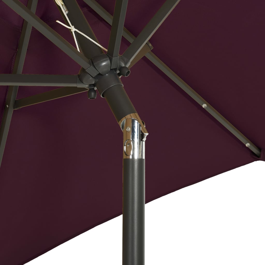 vidaXL Parasol ogrodowy z LED, bordowy, 200x211 cm, aluminium