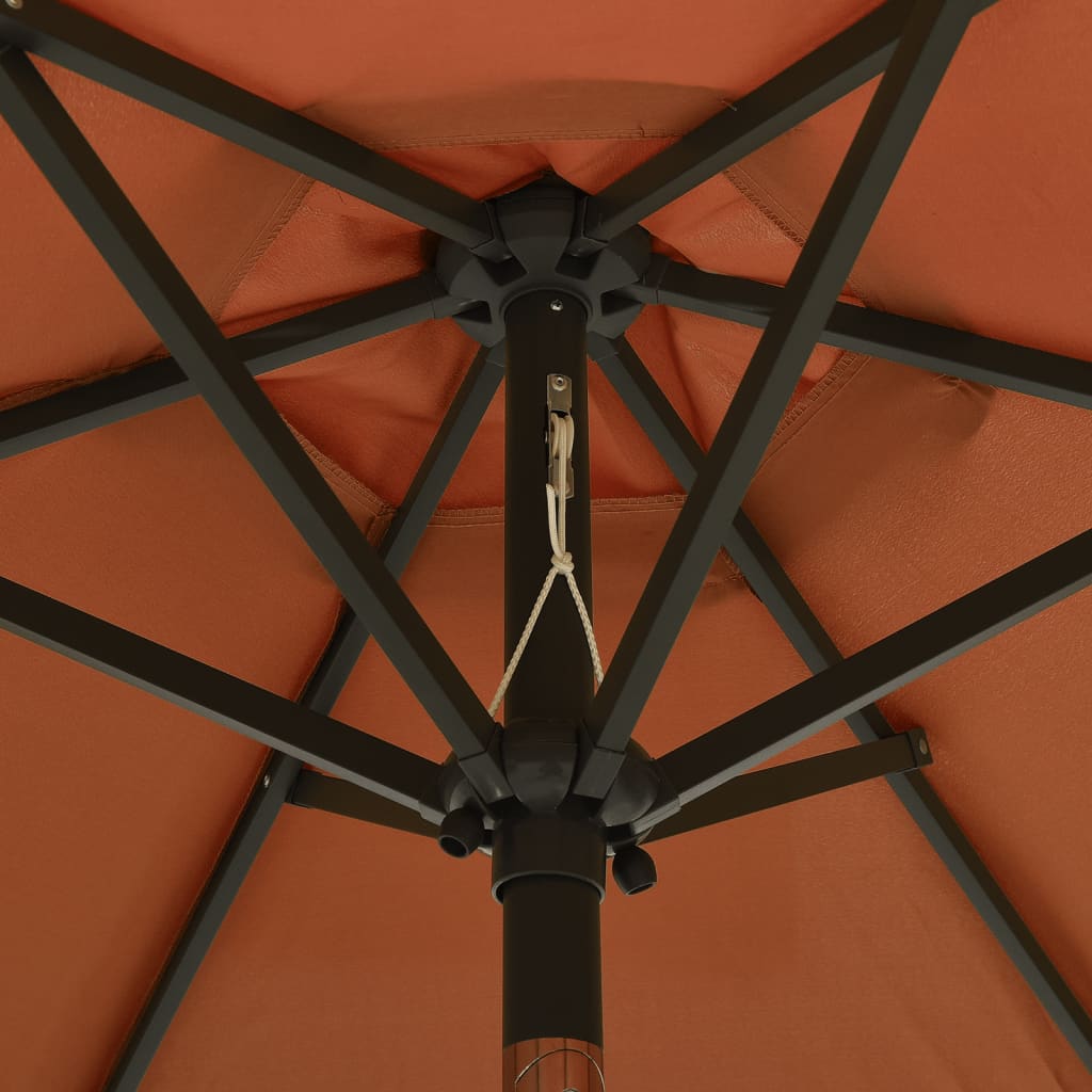 vidaXL Parasol ogrodowy z LED, terakota, 200x211 cm, aluminium