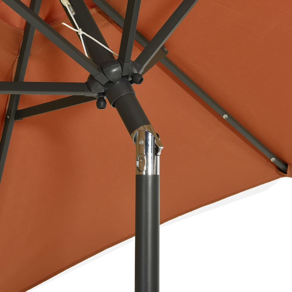 vidaXL Parasol ogrodowy z LED, terakota, 200x211 cm, aluminium