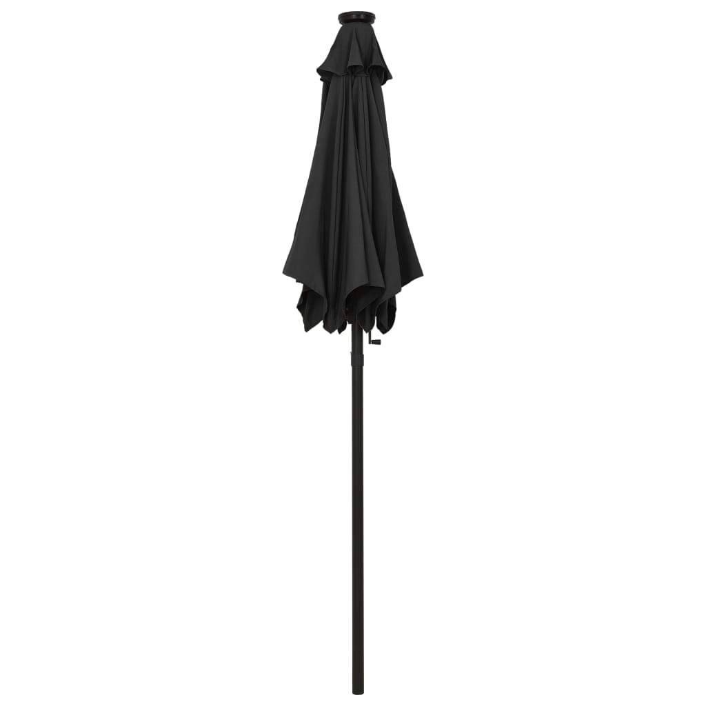 vidaXL Parasol ogrodowy z LED, czarny, 200x211 cm, aluminium