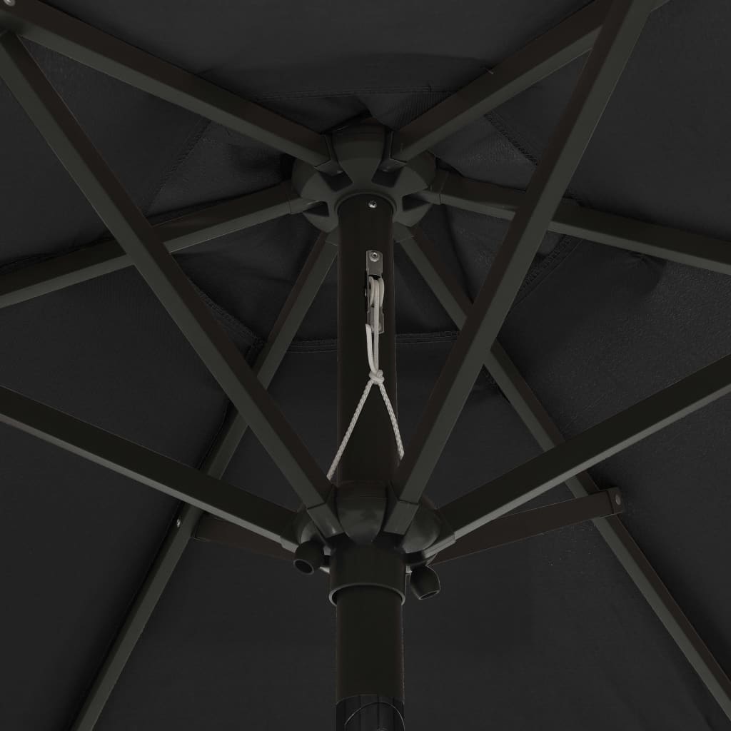 vidaXL Parasol ogrodowy z LED, czarny, 200x211 cm, aluminium