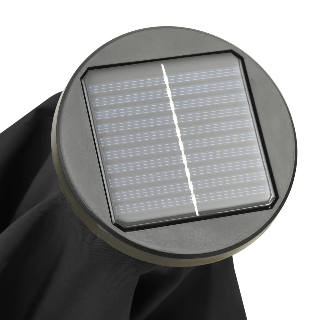 vidaXL Parasol ogrodowy z LED, czarny, 200x211 cm, aluminium