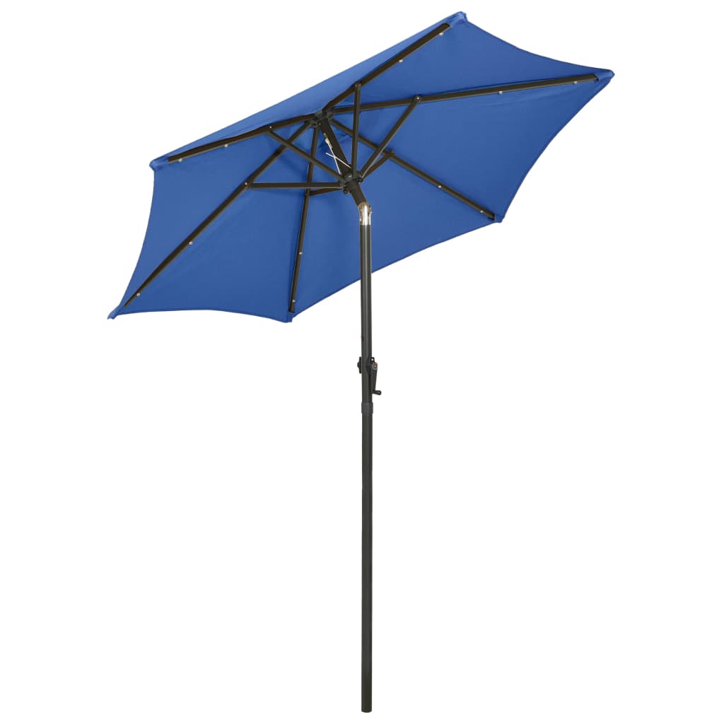 vidaXL Parasol ogrodowy z LED, niebieski, 200x211 cm, aluminium