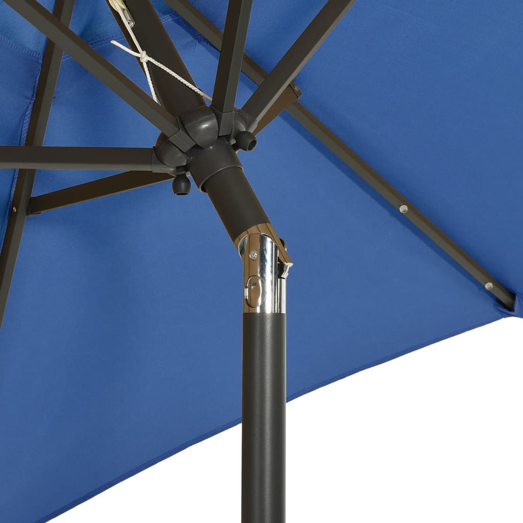 vidaXL Parasol ogrodowy z LED, niebieski, 200x211 cm, aluminium